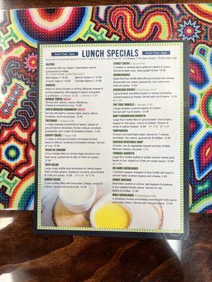 Lunch menu