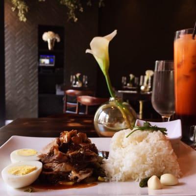 The five spice pork dish for lunch. Looks different from the pix on menu. Yup, I ate those raw garlic pieces by the rice too.