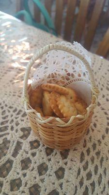 My dining companion had a cup of soup and this adorable little basket held the crackers for it.