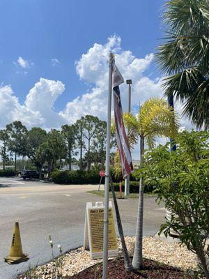 The American Flag on display at the car wash,