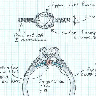 A sketch from Bellevue Studio Designer Ben. This was one of our favorite custom rings from 2016.