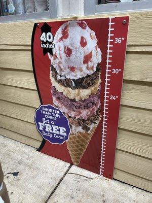 Free baby cones if under 40 inches