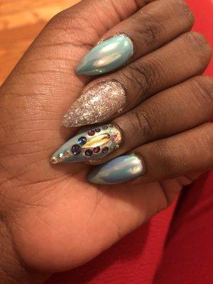 Lena hooked me up!!! Gel chrome nails