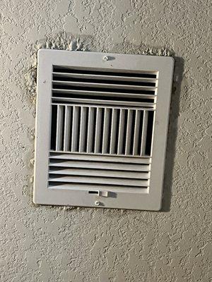 Ceiling bubbling up around AC vent .