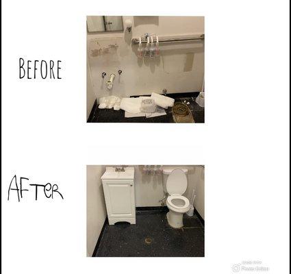 Changed a toilet and vanity .