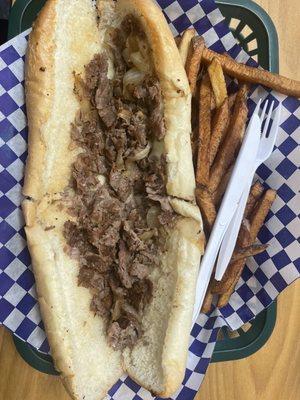 This was a large Philly Cheesesteak. WHERES THE BEEF?!!!! Will not come back.