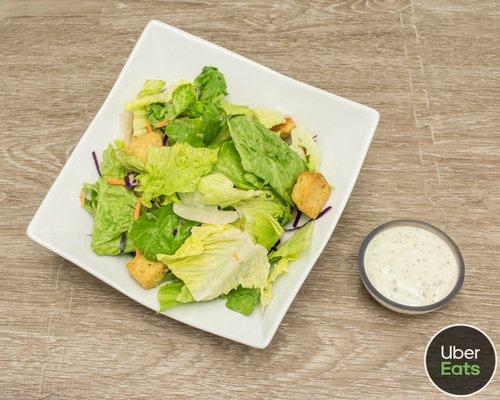 Fresh garden salad with creamy ranch dressing