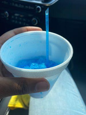 This is a blue raspberry snow cone