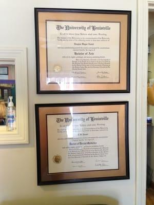 Dentist's certificates