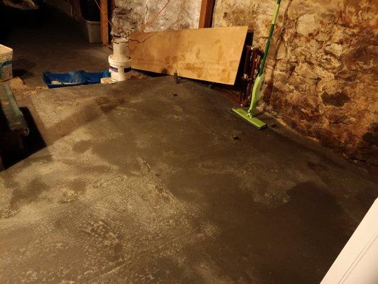 Ruined oil absorbed on a freshly painted floor!