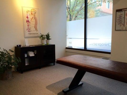 Private chiropractic treatment rooms.