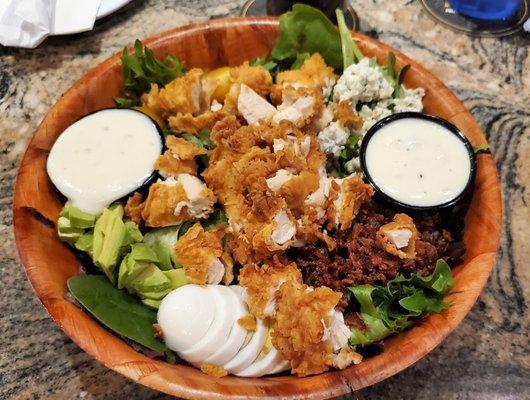 Cobb salad with fried yardbird