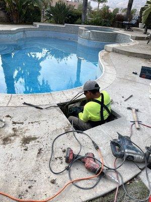 Replacing old and cracked skimmer with a brand new one.