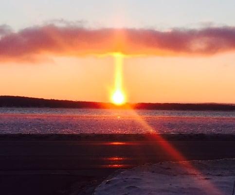 Winter Sun Dog over Grand Traverse Bay!