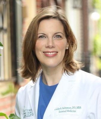 Leslie A. Saltzman, DO, MBA, is board certified in Internal Medicine.