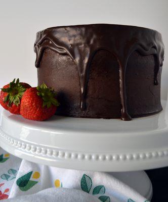 Our famous Triple Chocolate Cake, topped with a gorgeous ganache!