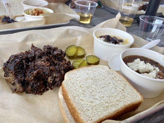 Smoked Meat Platter - Chopped Beef, Grits, Smoked Pintos