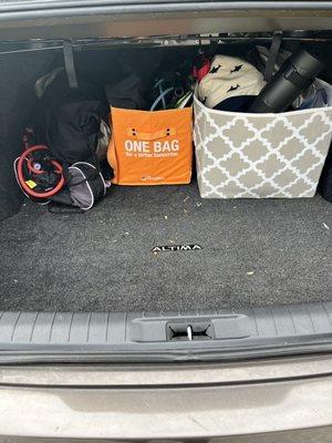 This is what my trunk looked like before Tire Choice employees searched my car.