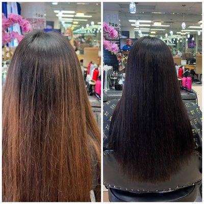 Before and After! Even Coloring, and Amazing Hair Trim!