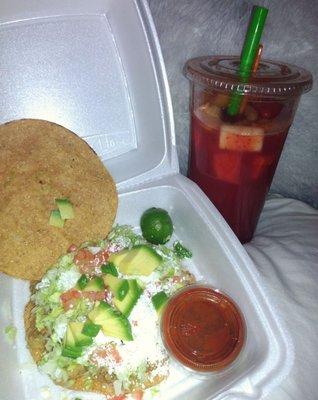 Tostada de Picadillo and Rusa Nortena