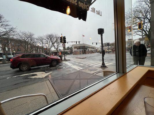 View of Davis Square from my corner window seat.