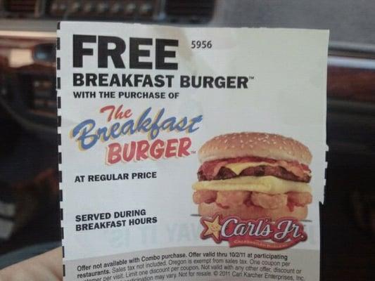 Free breakfast burger