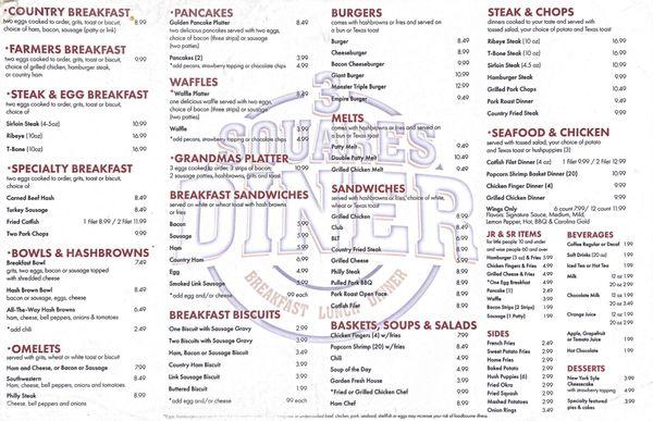 Menu as of September 2023