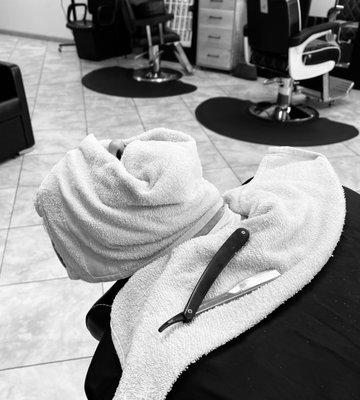 Hot towel and straight razor shave!