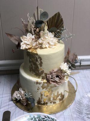 Gender neutral boho baby shower cake