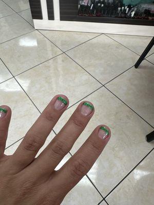 Green French manicure