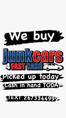 WE BUY JUNK CARS $$$$$$$$$$$$$$$$
CASH PAID ON THE SPOT