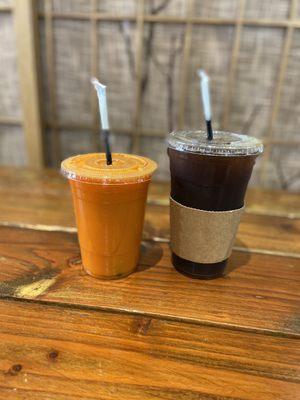 Carrot Juice and americano