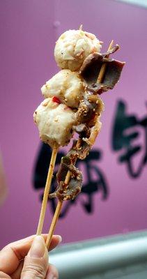 Left: Lobster Balls (龍蝦丸串) Right: Chicken Gizzard (雞胗串)