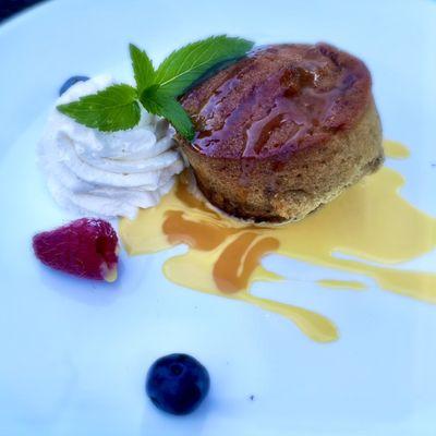 Sticky toffee pudding w/ crème anglaise and caramel