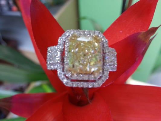 Fancy Yellow Diamond Halo Ring