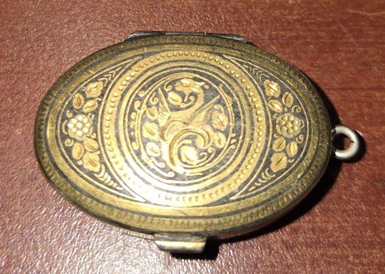 Antique Damascene pill box from Spain.