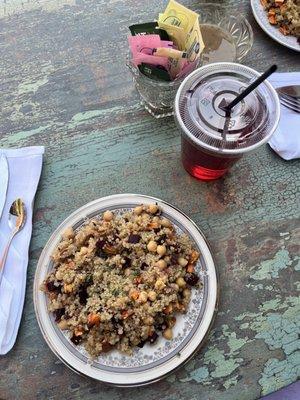 Ruby refresher + root veg & quinoa salad