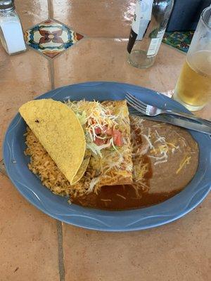 Shredded beef taco and shredded beef enchilada!! Awesome