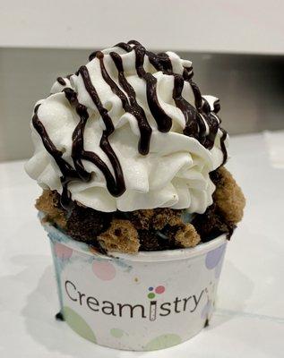 Cookie Monster Ice Cream, Chips Ahoy® Cookies, Oreo® Cookies, Chocolate Fudge Drizzle, Whipped Cream