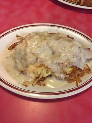 Biscuits, hash browns, and gravy!