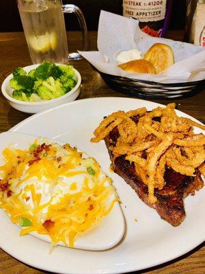 12 ounce 12 oz. Del Rio Ribeye Steak With loaded mashed potatoes