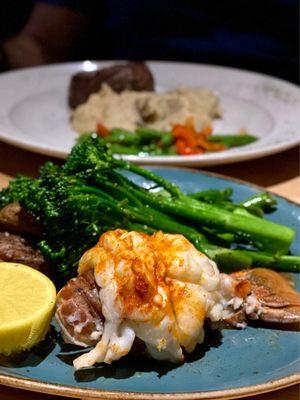 Lobster tail with broccolini and roasted fingerling potatoes