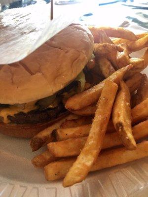 Burger and Cajun fries!