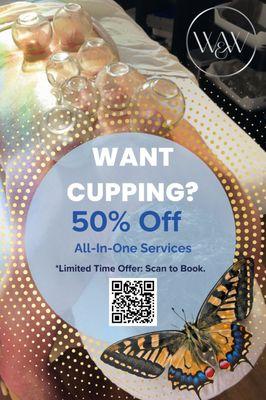 You don't know what you're missing! Cupping speeds the healing process & relieves tension! Included with an Orthopedic Acupuncture Service!