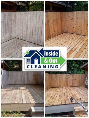 Old wood deck or fence looking weathered? Call Inside and Out to get it cleaned and stained.