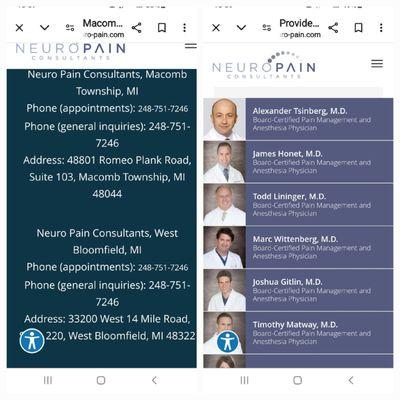 Information and List of Neuro Pain Specialists at this location.  10/30/2024