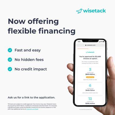 Wisetack financing available