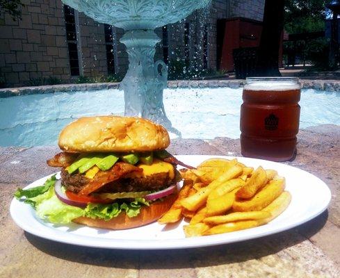 Tasty burgers and a cold beer!