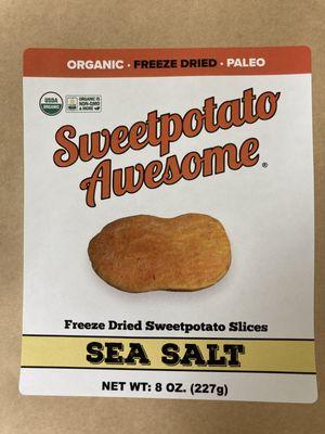 Our front label for our 8 oz Pouches for Sea Salt Slices