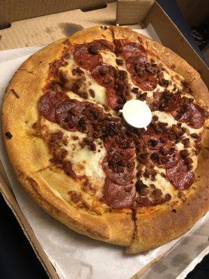 Pepperoni pizza with bacon